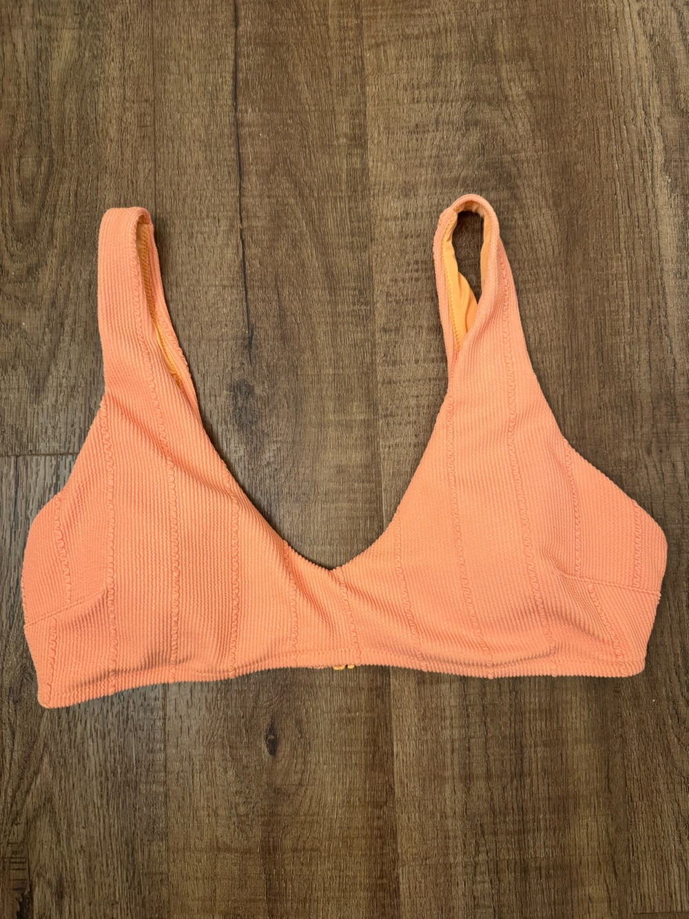 aerie Orange Textured Scoop Bikini Top